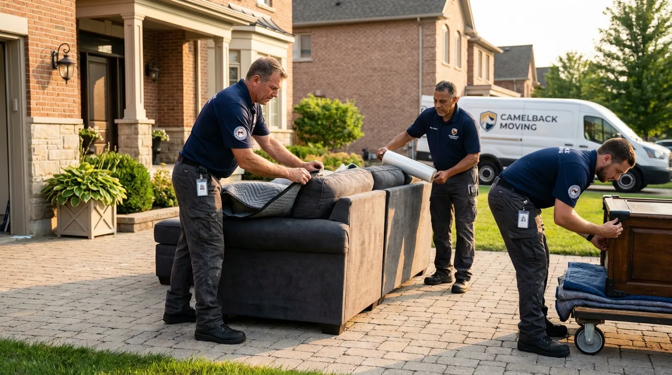 Large estate moving crew wrapping furniture in Holdrege, NE